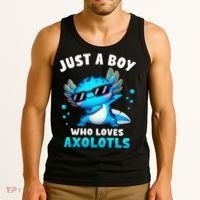 Axolotl Kawaii Just A Boy Who Loves Axolotls Dabbing Axolotl Tank Top thumb 3