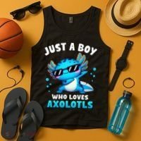 Axolotl Kawaii Just A Boy Who Loves Axolotls Dabbing Axolotl Tank Top thumb 4