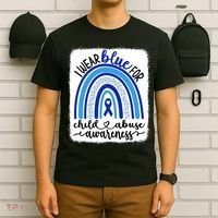 All KidsMatter Pinwheel Blue Rainbow Child Abuse Awareness T-Shirt thumb 6