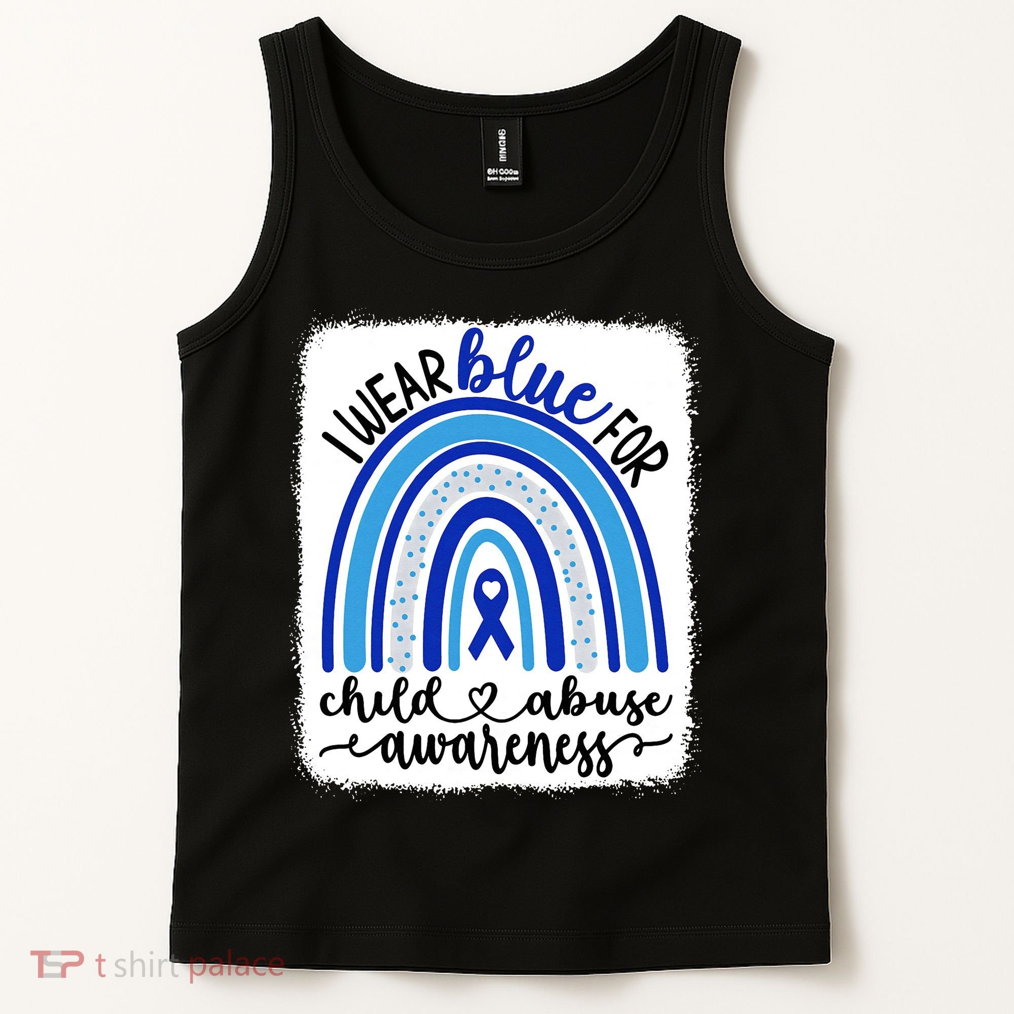 All KidsMatter Pinwheel Blue Rainbow Child Abuse Awareness Tank Top