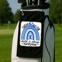 All KidsMatter Pinwheel Blue Rainbow Child Abuse Awareness Golf Towel thumb 2