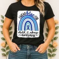 All KidsMatter Pinwheel Blue Rainbow Child Abuse Awareness Women's T-Shirt thumb 2
