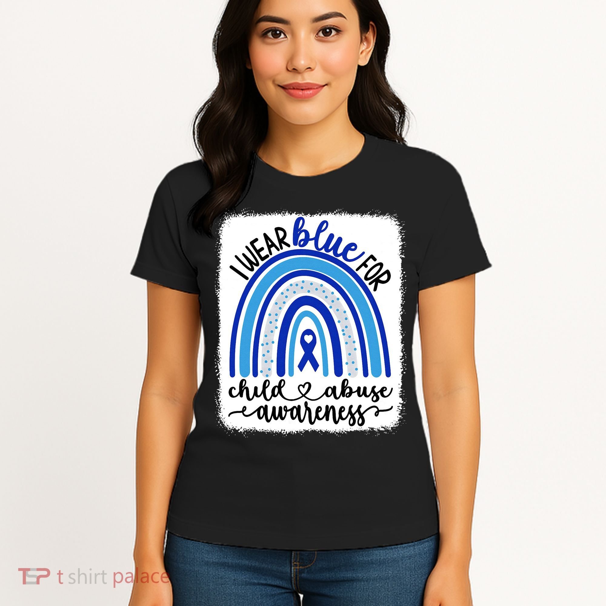 All KidsMatter Pinwheel Blue Rainbow Child Abuse Awareness Women's T-Shirt