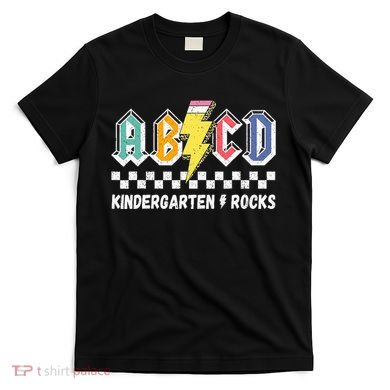 Abcd Kindergarten Rocks Pencil Lightning Teachers Rock T-Shirt