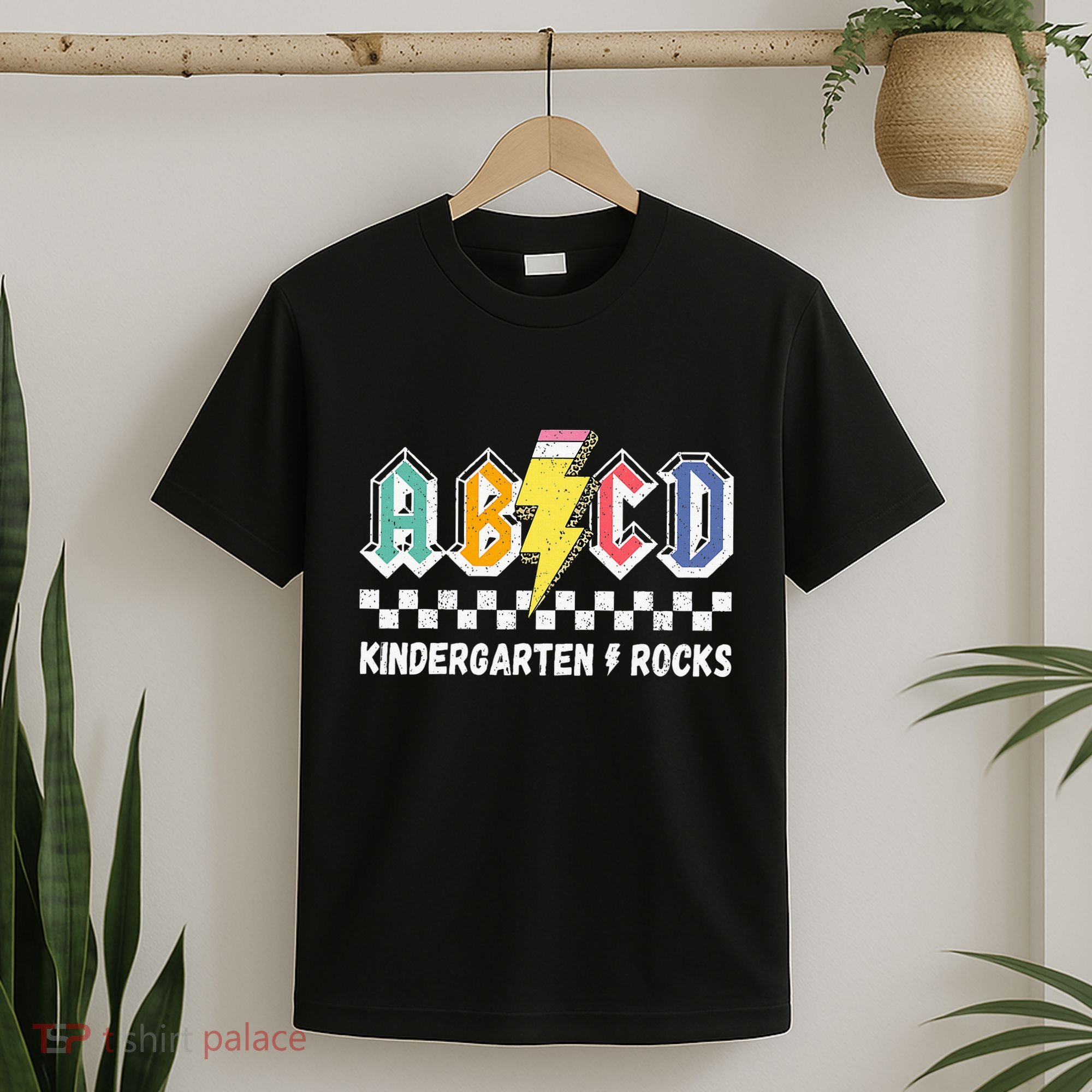 Abcd Kindergarten Rocks Pencil Lightning Teachers Rock T-Shirt