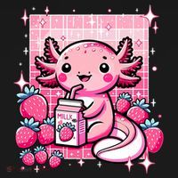 Axolotl Kawaii Strawberry Milk Shake Anime Axolotl Hoodie thumb 2