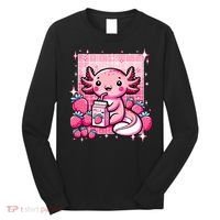 Axolotl Kawaii Strawberry Milk Shake Anime Axolotl Long Sleeve Shirt thumb 0