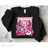Axolotl Kawaii Strawberry Milk Shake Anime Axolotl Sweatshirt thumb 2