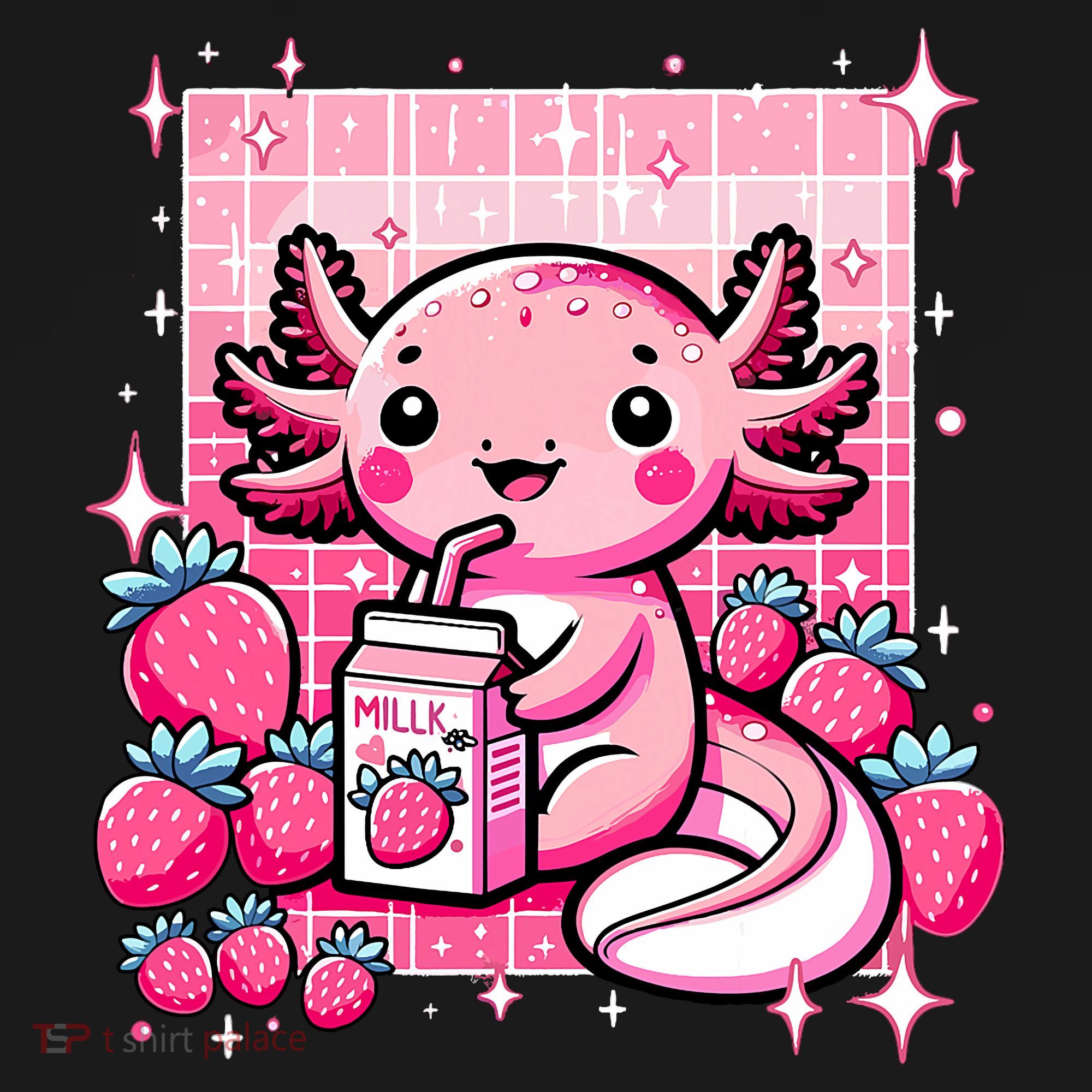 Axolotl Kawaii Strawberry Milk Shake Anime Axolotl Sweatshirt
