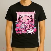 Axolotl Kawaii Strawberry Milk Shake Anime Axolotl T-Shirt thumb 3