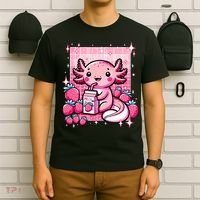 Axolotl Kawaii Strawberry Milk Shake Anime Axolotl T-Shirt thumb 6