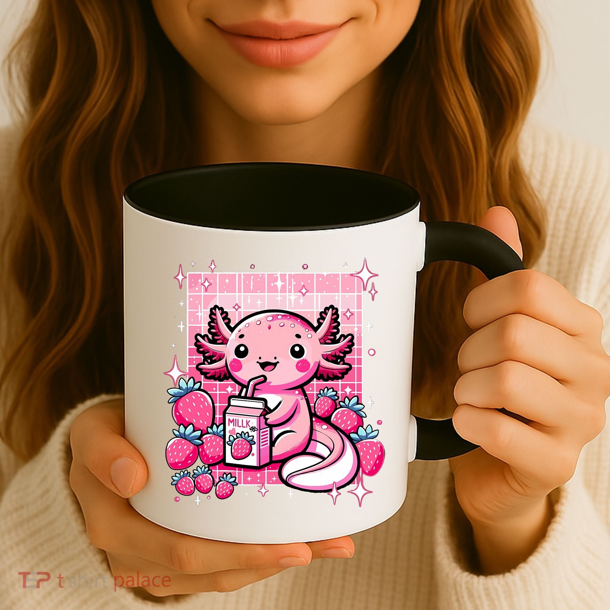 Axolotl Kawaii Strawberry Milk Shake Anime Axolotl Coffee Mug