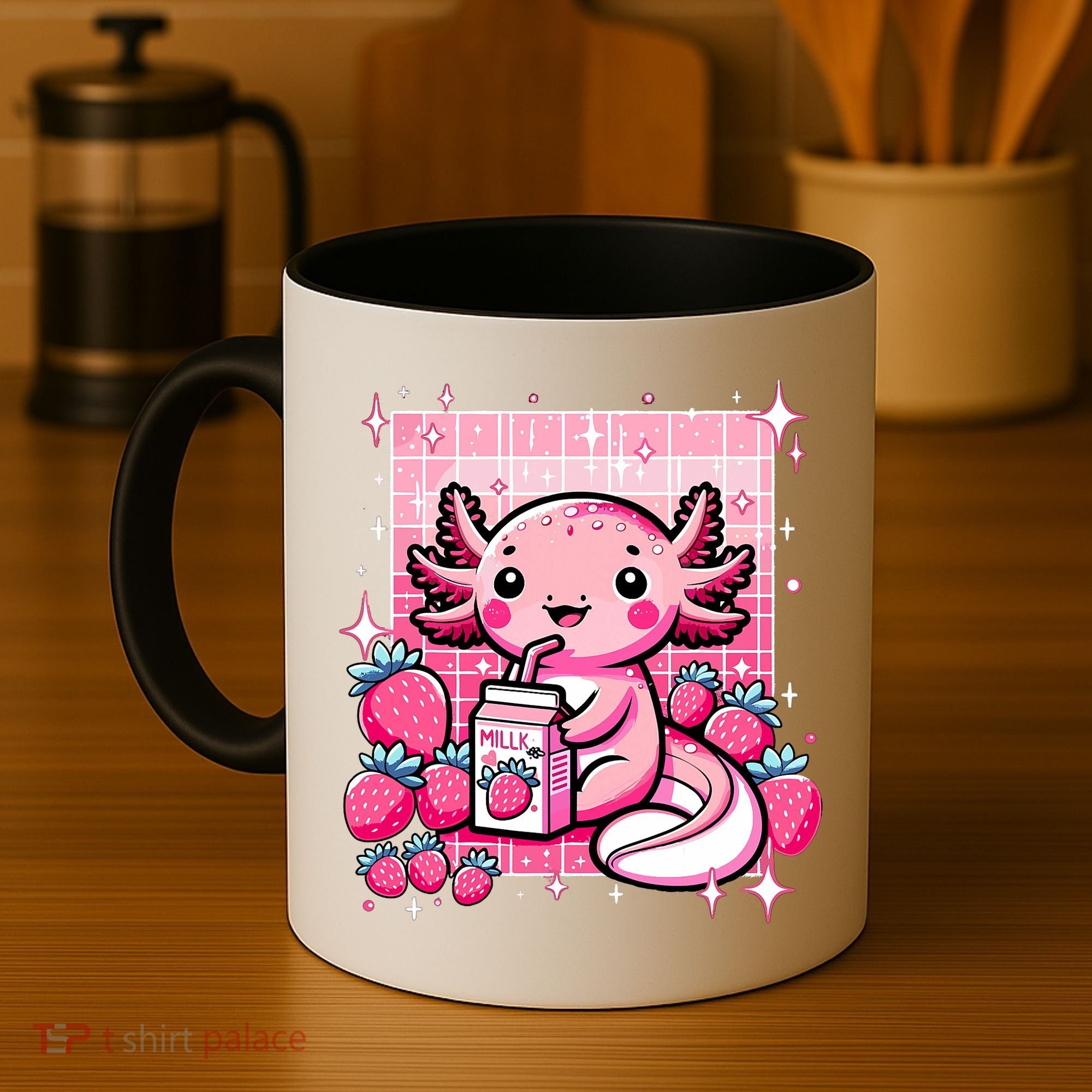 Axolotl Kawaii Strawberry Milk Shake Anime Axolotl Coffee Mug