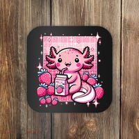 Axolotl Kawaii Strawberry Milk Shake Anime Axolotl Coaster thumb 0