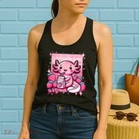 Axolotl Kawaii Strawberry Milk Shake Anime Axolotl Women's Tank Top thumb 2