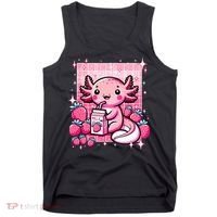 Axolotl Kawaii Strawberry Milk Shake Anime Axolotl Tank Top thumb 0