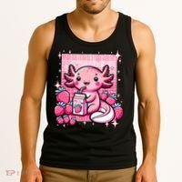 Axolotl Kawaii Strawberry Milk Shake Anime Axolotl Tank Top thumb 3