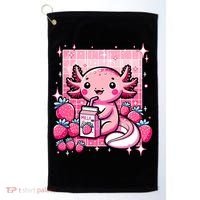 Axolotl Kawaii Strawberry Milk Shake Anime Axolotl Golf Towel thumb 0