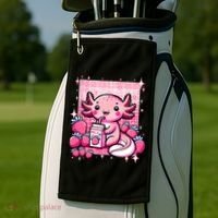 Axolotl Kawaii Strawberry Milk Shake Anime Axolotl Golf Towel thumb 2