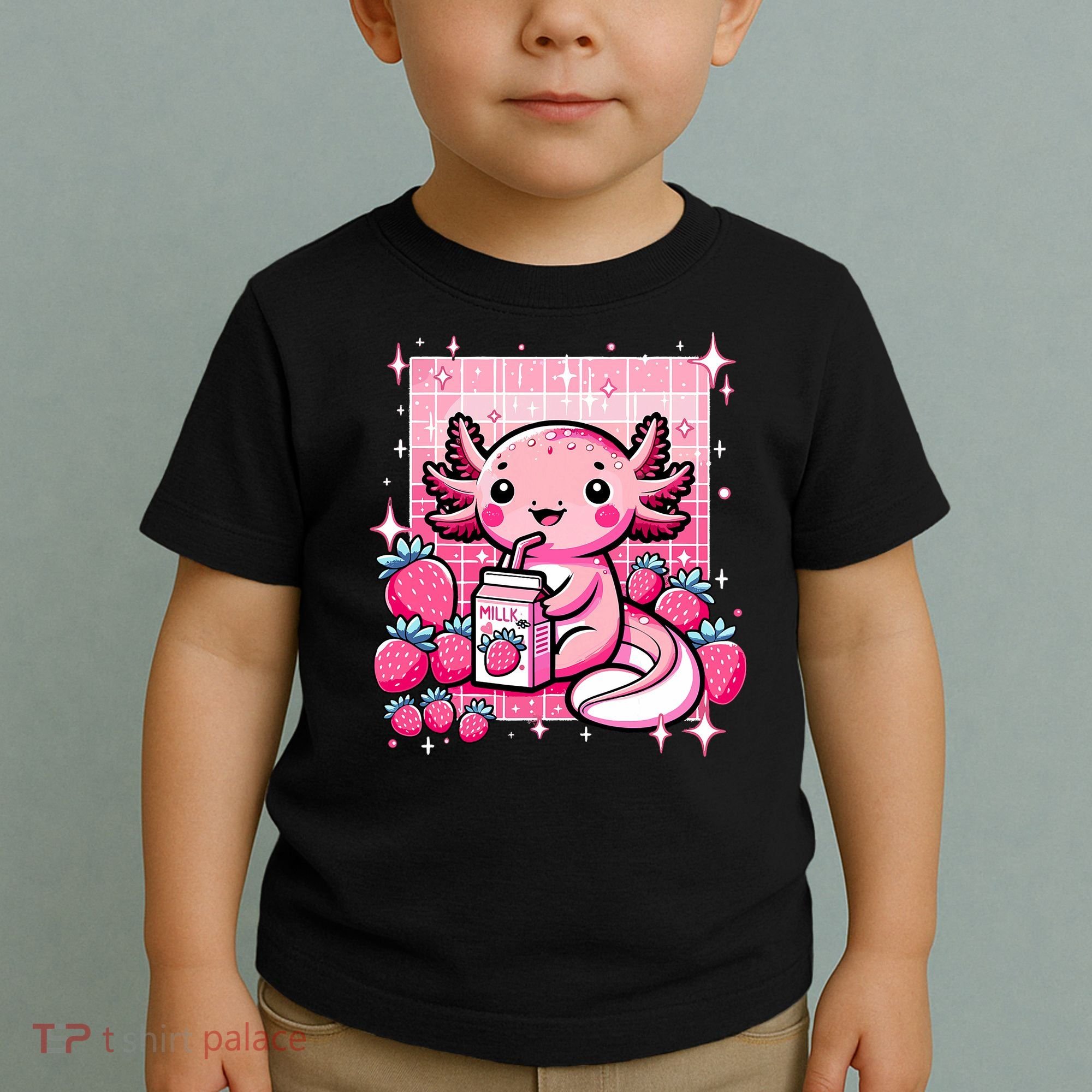 Axolotl Kawaii Strawberry Milk Shake Anime Axolotl Toddler T-Shirt