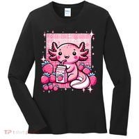 Axolotl Kawaii Strawberry Milk Shake Anime Axolotl Women's Long Sleeve Shirt thumb 0