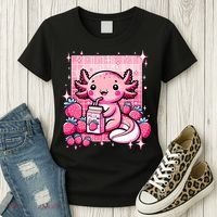 Axolotl Kawaii Strawberry Milk Shake Anime Axolotl Women's T-Shirt thumb 3