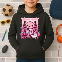 Axolotl Kawaii Strawberry Milk Shake Anime Axolotl Kids Hoodie thumb 2