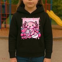 Axolotl Kawaii Strawberry Milk Shake Anime Axolotl Kids Hoodie thumb 3