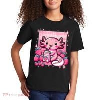 Axolotl Kawaii Strawberry Milk Shake Anime Axolotl Kids T-Shirt thumb 2