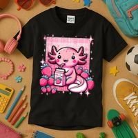 Axolotl Kawaii Strawberry Milk Shake Anime Axolotl Kids T-Shirt thumb 3