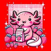 Axolotl Kawaii Strawberry Milk Shake Anime Axolotl Santa Hat thumb 1