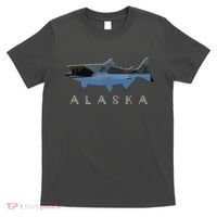 Alaskan King Salmon With Fishing Boat Saltwater Fishermen T-Shirt thumb 0