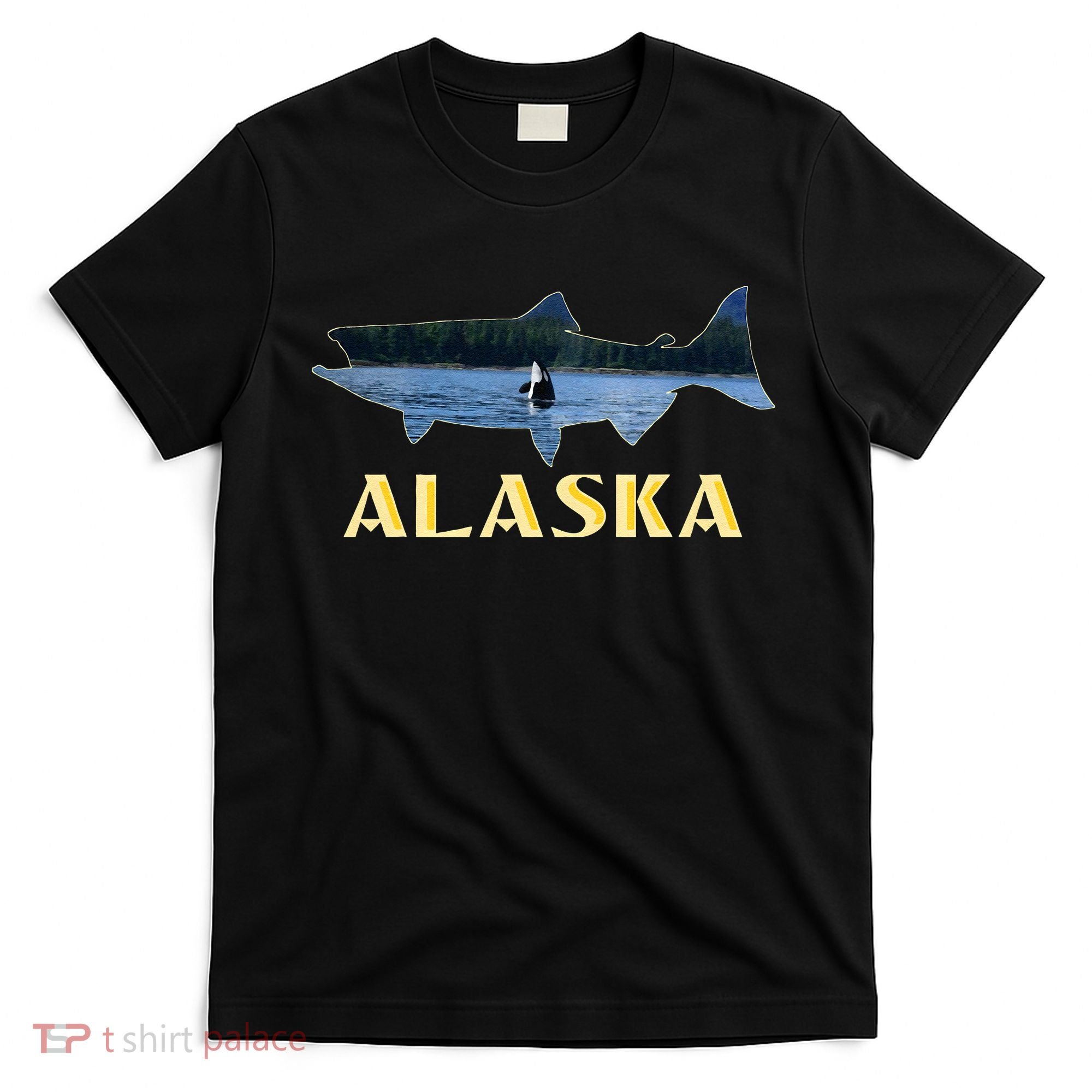 Alaska King Salmon Fishing Vacation Fisherman Orca Whale T-Shirt