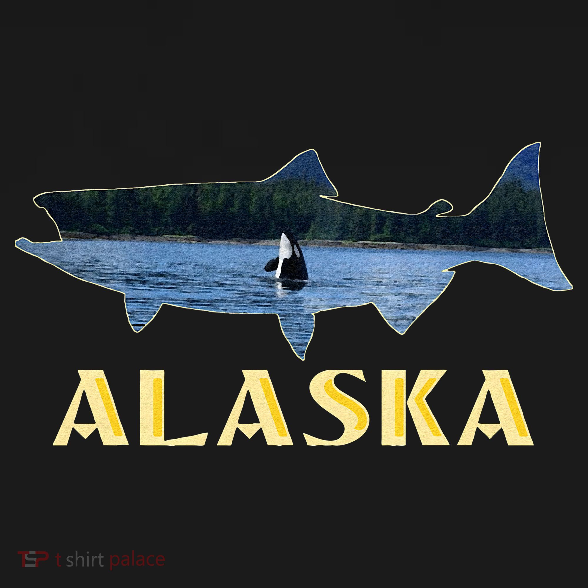 Alaska King Salmon Fishing Vacation Fisherman Orca Whale T-Shirt