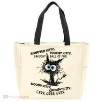 Annoyed Kitty Touchy Kitty Grouchy Ball Of Fur Moody Grumpy Tote Bag thumb 0
