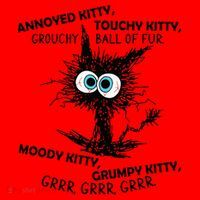 Annoyed Kitty Touchy Kitty Grouchy Ball Of Fur Moody Grumpy Santa Hat thumb 1