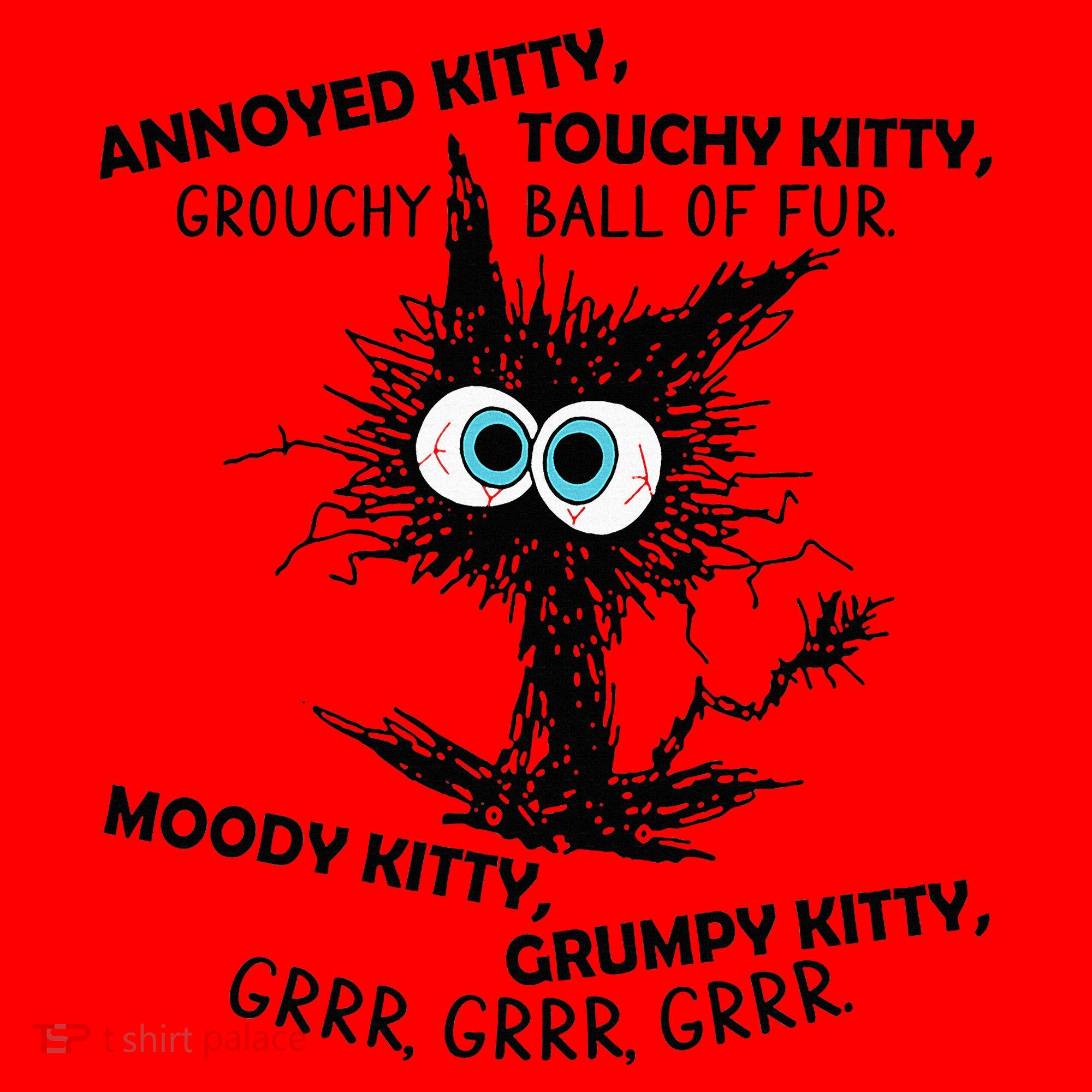 Annoyed Kitty Touchy Kitty Grouchy Ball Of Fur Moody Grumpy Santa Hat