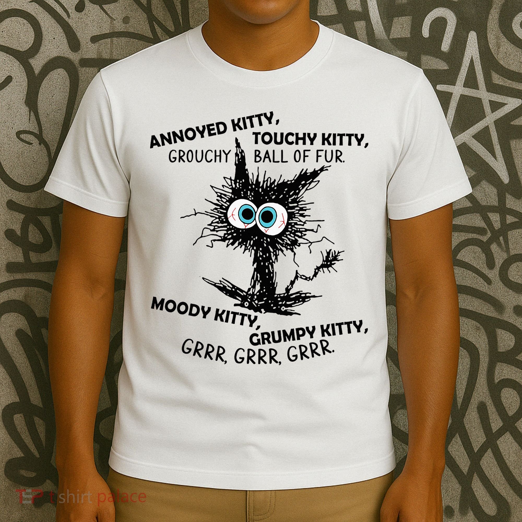 Annoyed Kitty Touchy Kitty Grouchy Ball Of Fur Moody Grumpy T-Shirt