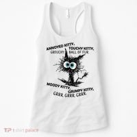 Annoyed Kitty Touchy Kitty Grouchy Ball Of Fur Moody Grumpy Women's Tank Top thumb 0