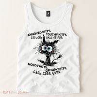 Annoyed Kitty Touchy Kitty Grouchy Ball Of Fur Moody Grumpy Tank Top thumb 2
