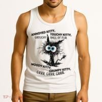 Annoyed Kitty Touchy Kitty Grouchy Ball Of Fur Moody Grumpy Tank Top thumb 3