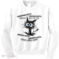 Annoyed Kitty Touchy Kitty Grouchy Ball Of Fur Moody Grumpy Kids Sweatshirt thumb 0