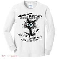 Annoyed Kitty Touchy Kitty Grouchy Ball Of Fur Moody Grumpy Kids Long Sleeve Shirt thumb 0