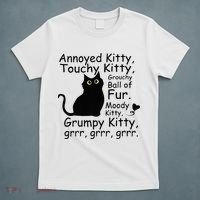Annoyed Kitty Touchy Kitty Grouchy Ball Of Fur Black Cat T-Shirt thumb 5