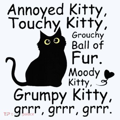 Annoyed Kitty Touchy Kitty Grouchy Ball Of Fur Black Cat Short Acrylic Beanie
