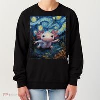 Axolotl Kawaii - Van Gogh Style - Starry Night Graphic  Women's Sweatshirt thumb 0