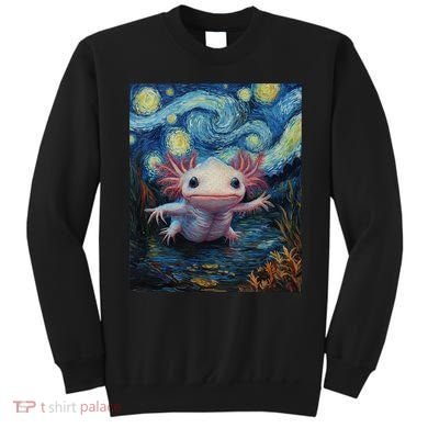 Axolotl Kawaii - Van Gogh Style - Starry Night Graphic  Sweatshirt
