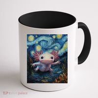 Axolotl Kawaii - Van Gogh Style - Starry Night Graphic  Coffee Mug thumb 1