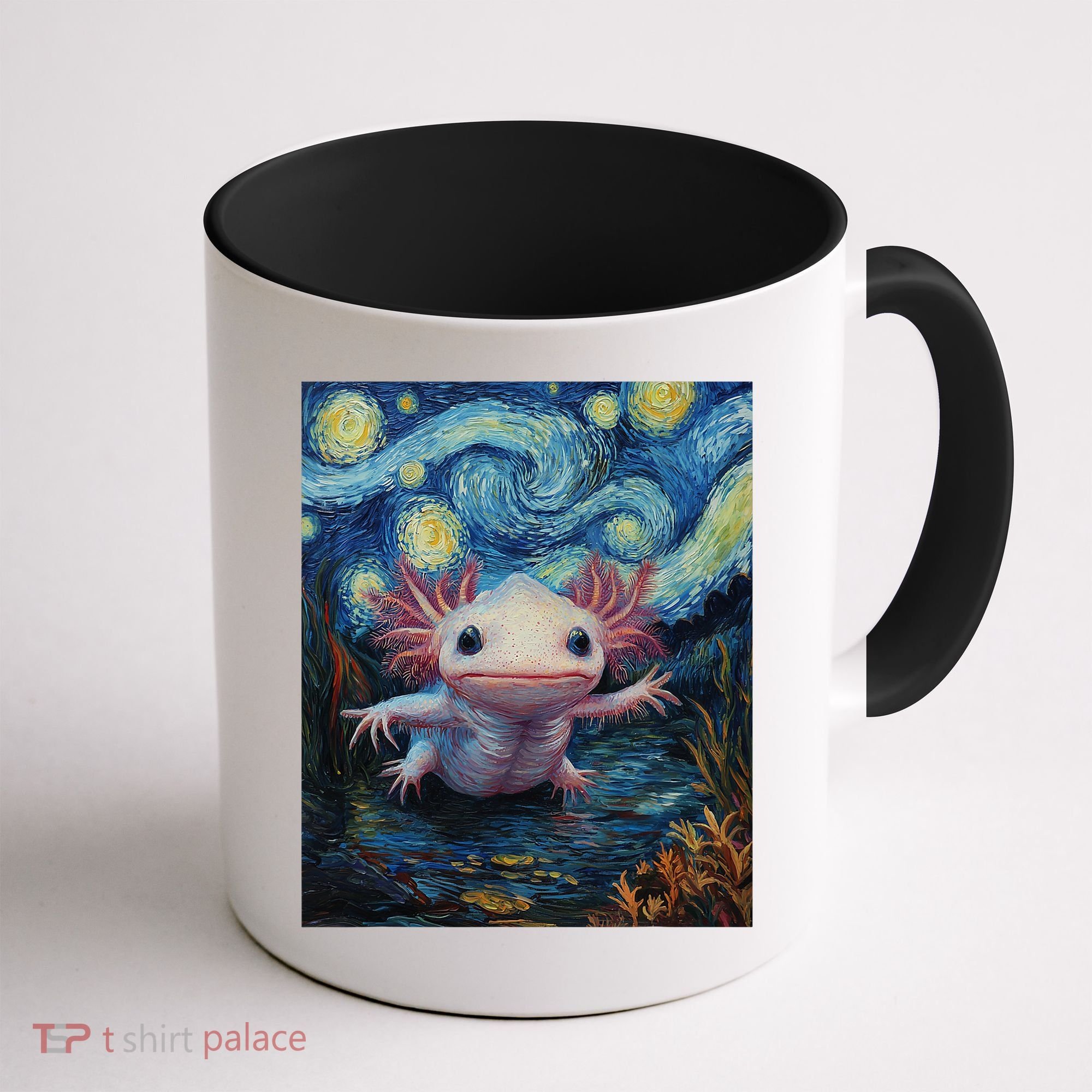 Axolotl Kawaii - Van Gogh Style - Starry Night Graphic  Coffee Mug