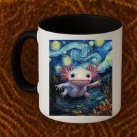 Axolotl Kawaii - Van Gogh Style - Starry Night Graphic  Coffee Mug thumb 2